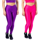 Kit 2 Calça Leg Legging 3D Feminina Academia Levanta Bumbum Cintura Alta