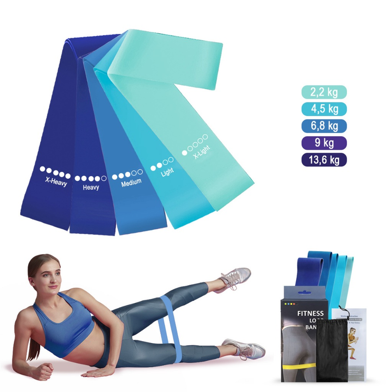 Kit 5 Mini Bands Elástico Exercício Treino Em Casa 5 Níveis