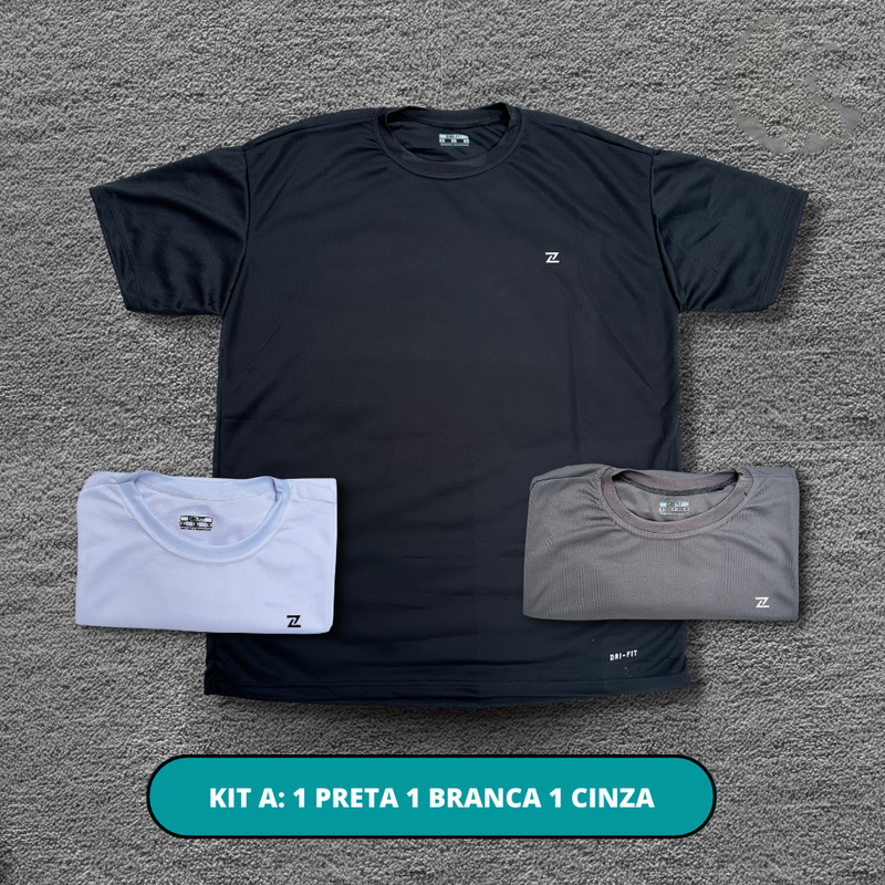 Kit 3 Camisetas Dry Fit Masculina - Casual - Treino - Academia - Esportes - Exercícios - Corrida