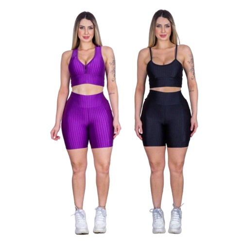 Kit 2 Short Feminino 3D Legging Suplex Leg Academia Cintura Alta Envio Imediato