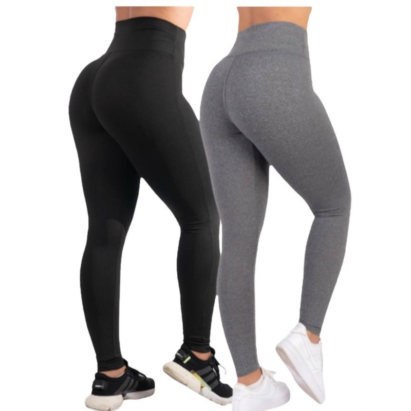 Kit 2 Calça Termica Flanelada Legging Academia Suplex Grossa Modeladora Leg Cintura Alta Peluciada