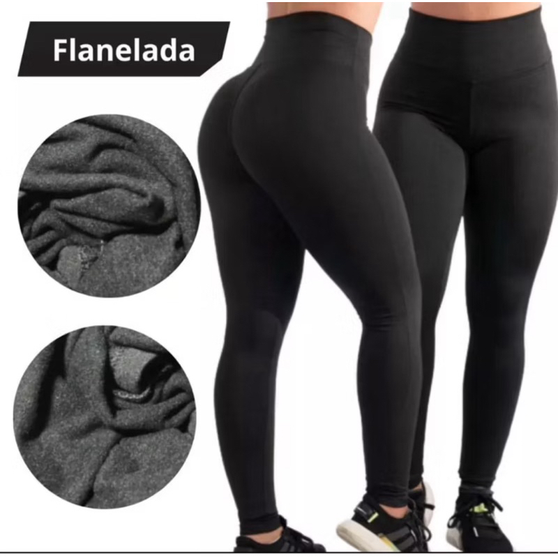 Kit 2 Calça Termica Flanelada Legging Academia Suplex Grossa Modeladora Leg Cintura Alta Peluciada