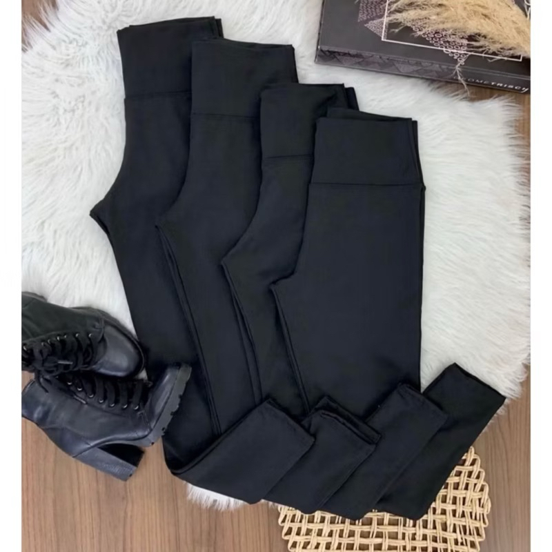 Kit 2 Calça Termica Flanelada Legging Academia Suplex Grossa Modeladora Leg Cintura Alta Peluciada