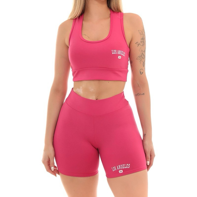 Conjunto Top e shorts Academia Feminina Los Angeles