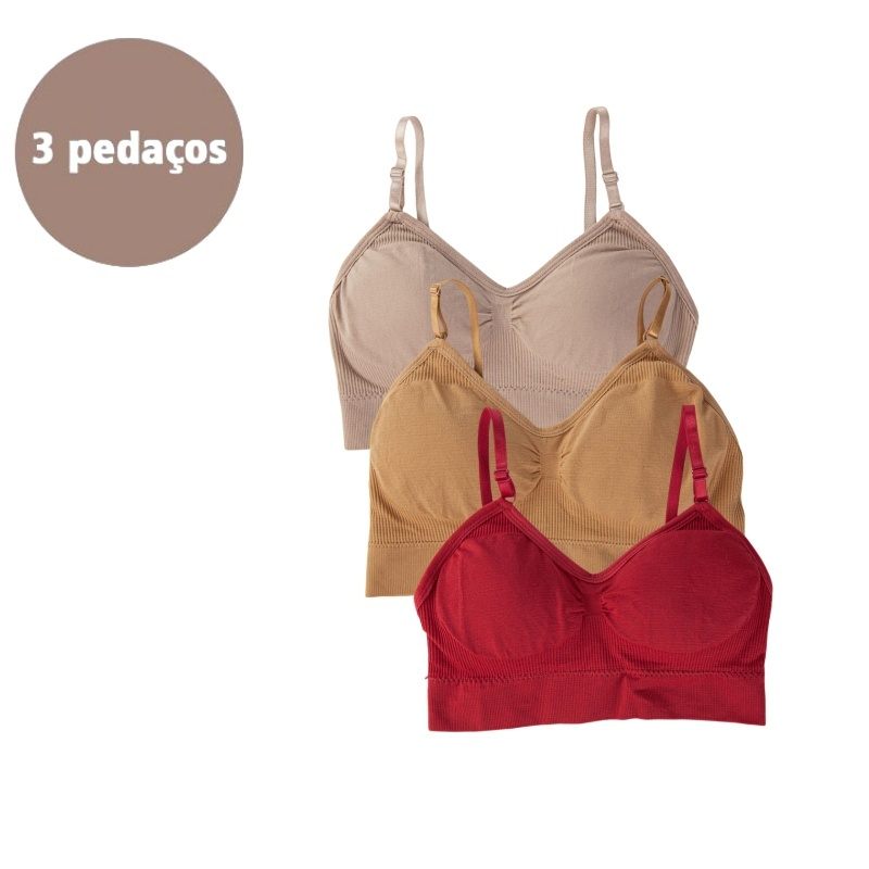 Kit com 3 Tops de Compressão Sem Costura para CrossFit