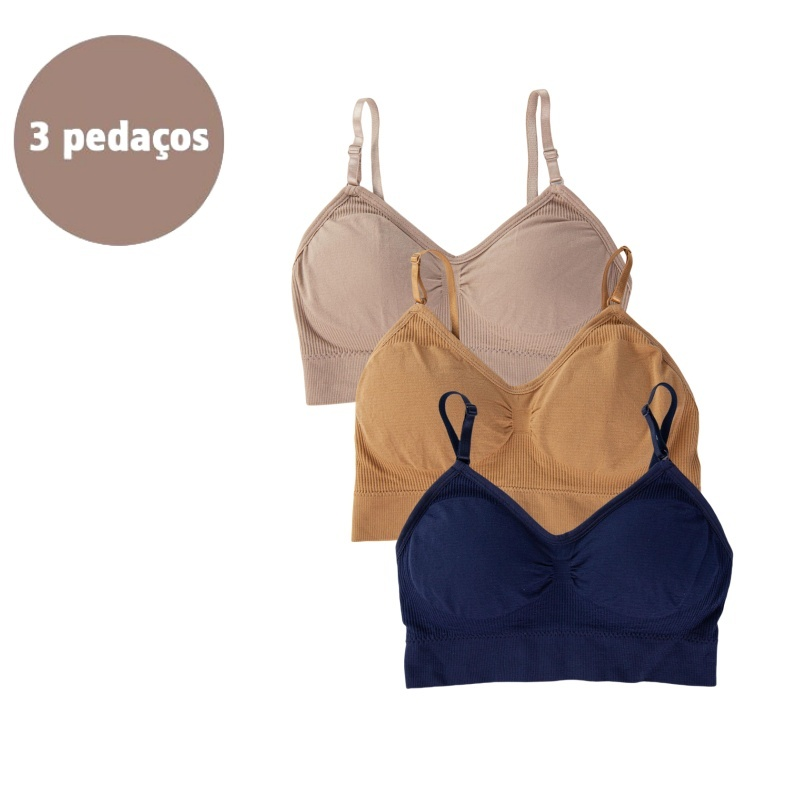 Kit com 3 Tops de Compressão Sem Costura para CrossFit