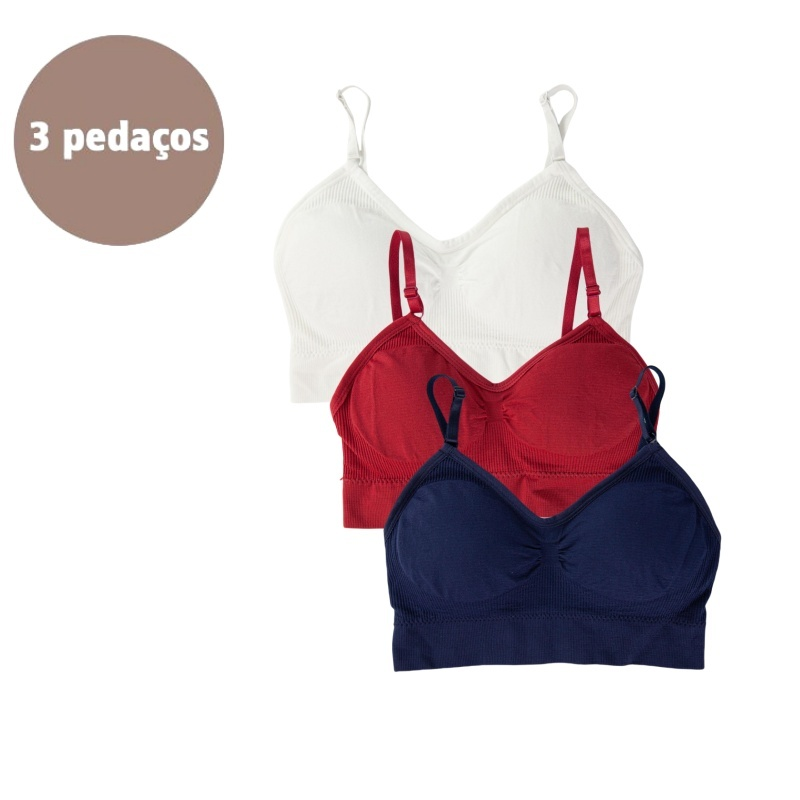 Kit com 3 Tops de Compressão Sem Costura para CrossFit