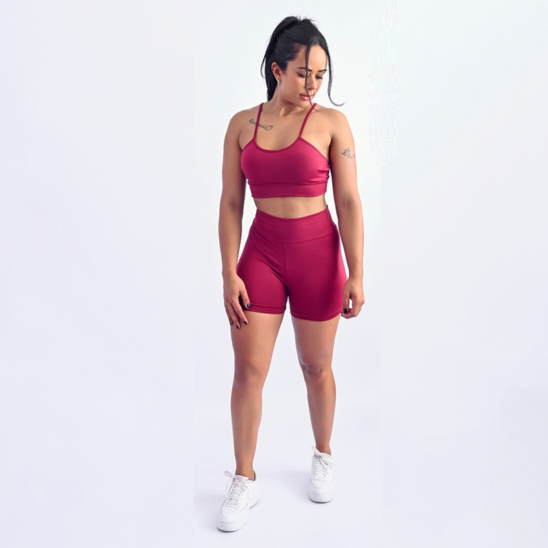 Kit 2 Conjuntos De Academia Feminino Short e Top Roupa Fitness Zero Transparência