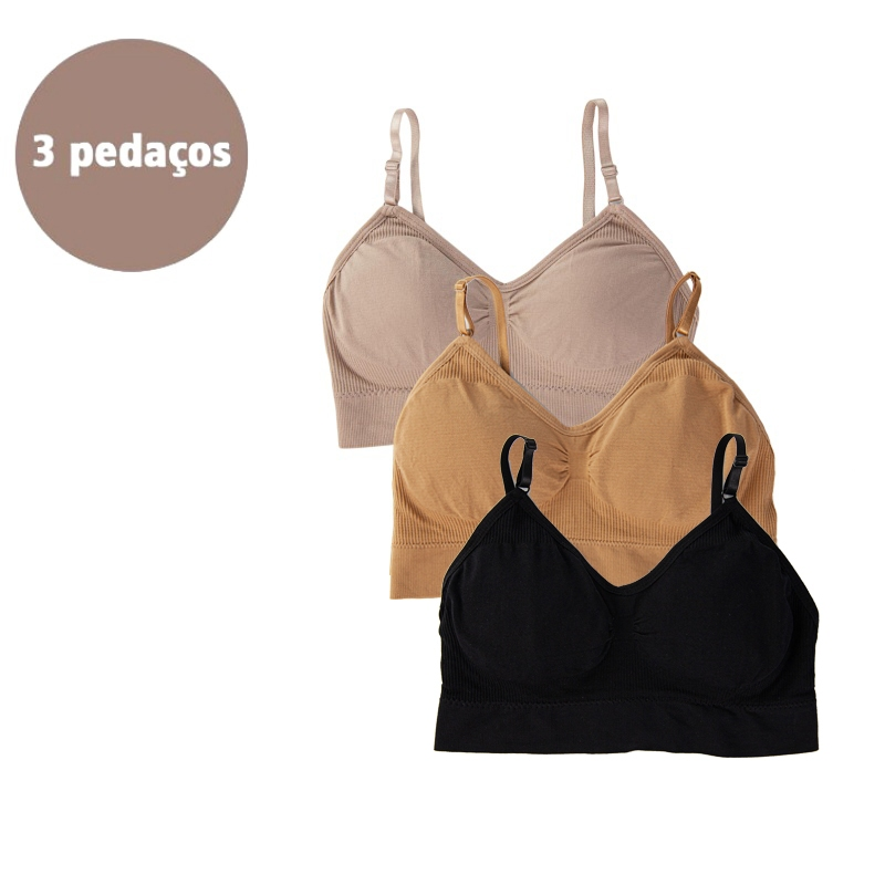 Kit com 3 Tops de Compressão Sem Costura para CrossFit