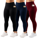 Kit 3 Calça Legging Feminina com Bolso Lateral Fitness Esportiva ideal guardar objetos