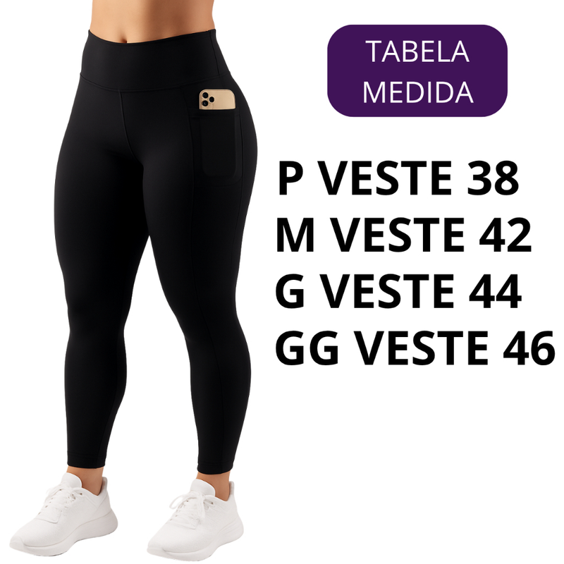 Kit 3 Calça Legging Feminina com Bolso Lateral Fitness Esportiva ideal guardar objetos