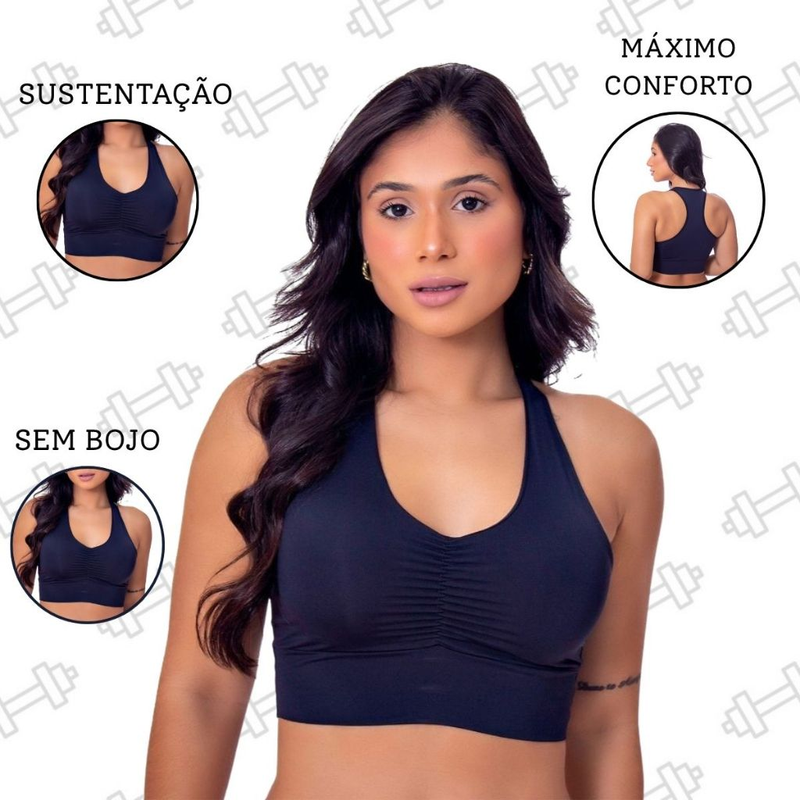 Kit 2 Top Sem Bojo Microfibra Academia Fitness Feminino Sutiã Sustentação Confortável Dia Dia Moda