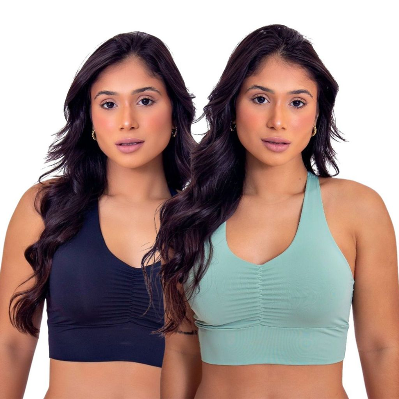 Kit 2 Top Sem Bojo Microfibra Academia Fitness Feminino Sutiã Sustentação Confortável Dia Dia Moda