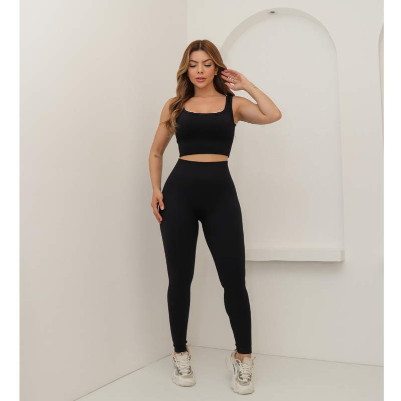 Calça Feminina Legging Esportiva Canelada Poliamida Academia Elástica Fitness 3RD SD1140/1438