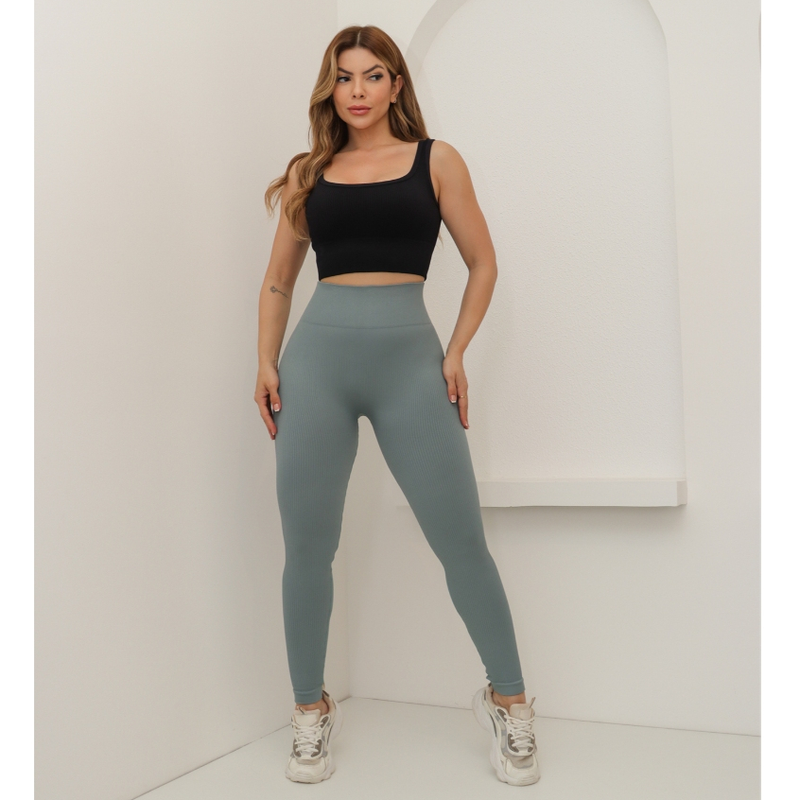 Calça Feminina Legging Esportiva Canelada Poliamida Academia Elástica Fitness 3RD SD1140/1438