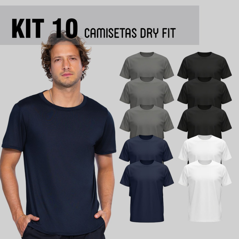 Kit 10 Camisetas Dry Fit Masculina Esportiva Treino Academia Corrida Confortável Secagem Rápida