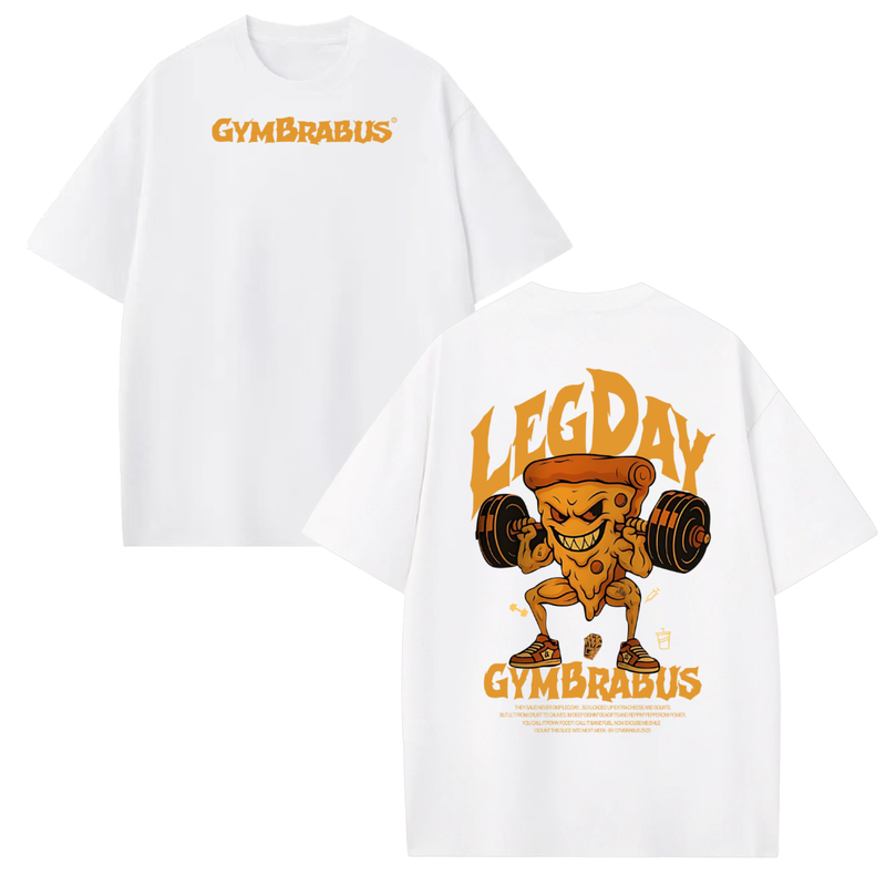[Camiseta Premium em Algodão Puro]GXG Camiseta Oversized Leg Day Pizza Camisa Treino Academia Streetwear
