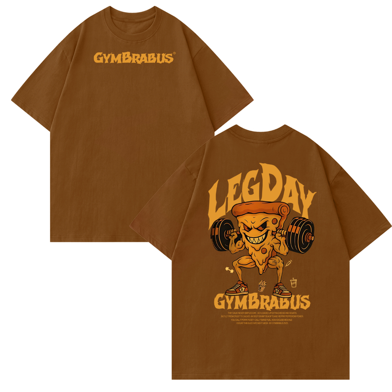 [Camiseta Premium em Algodão Puro]GXG Camiseta Oversized Leg Day Pizza Camisa Treino Academia Streetwear