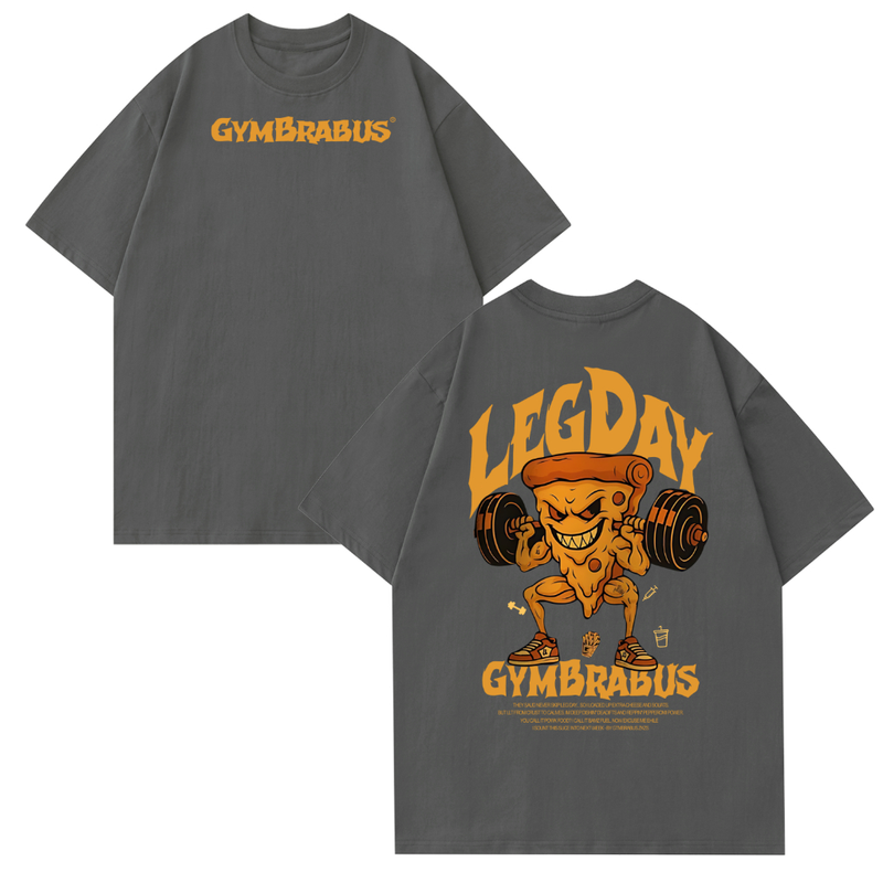[Camiseta Premium em Algodão Puro]GXG Camiseta Oversized Leg Day Pizza Camisa Treino Academia Streetwear