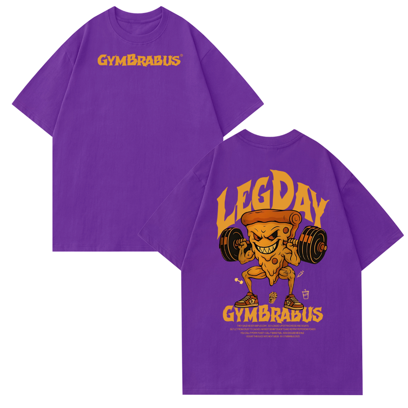 [Camiseta Premium em Algodão Puro]GXG Camiseta Oversized Leg Day Pizza Camisa Treino Academia Streetwear