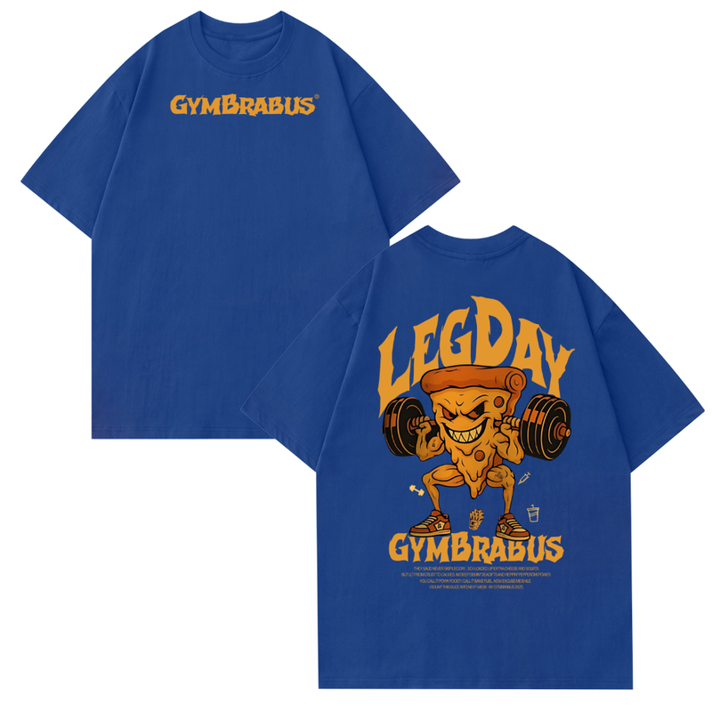 [Camiseta Premium em Algodão Puro]GXG Camiseta Oversized Leg Day Pizza Camisa Treino Academia Streetwear
