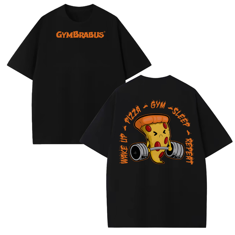 [Camiseta Premium em Algodão Puro]GXG Camiseta Oversized Leg Day Pizza Camisa Treino Academia Streetwear