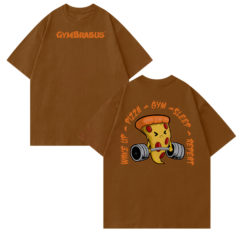 [Camiseta Premium em Algodão Puro]GXG Camiseta Oversized Leg Day Pizza Camisa Treino Academia Streetwear