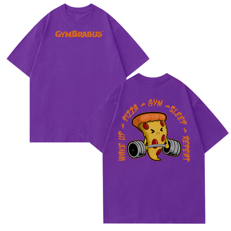[Camiseta Premium em Algodão Puro]GXG Camiseta Oversized Leg Day Pizza Camisa Treino Academia Streetwear
