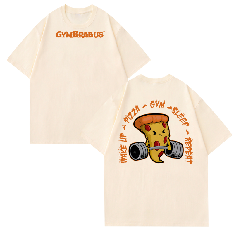 [Camiseta Premium em Algodão Puro]GXG Camiseta Oversized Leg Day Pizza Camisa Treino Academia Streetwear