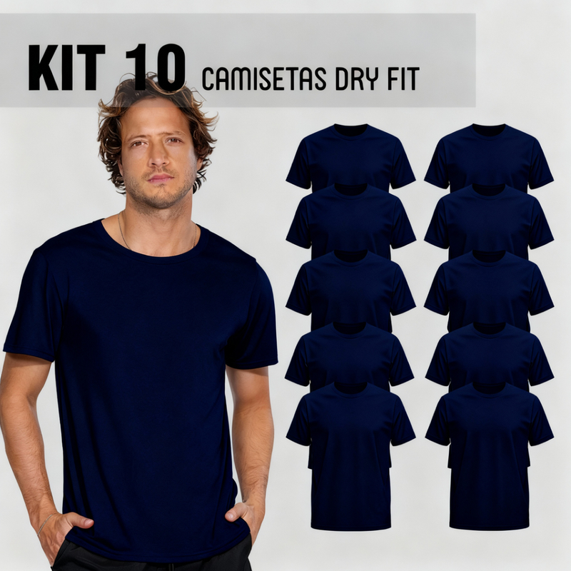 Kit 10 Camisetas Dry Fit Masculina Esportiva Treino Academia Corrida Confortável Secagem Rápida