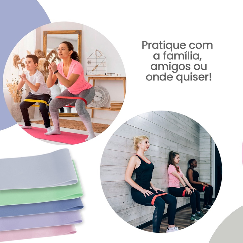 Kit 5 Mini Bands Elástico Exercício Treino Em Casa 5 Níveis