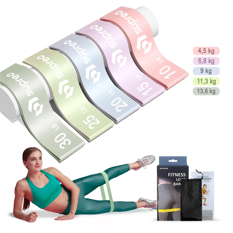 Kit 5 Mini Bands Elástico Exercício Treino Em Casa 5 Níveis