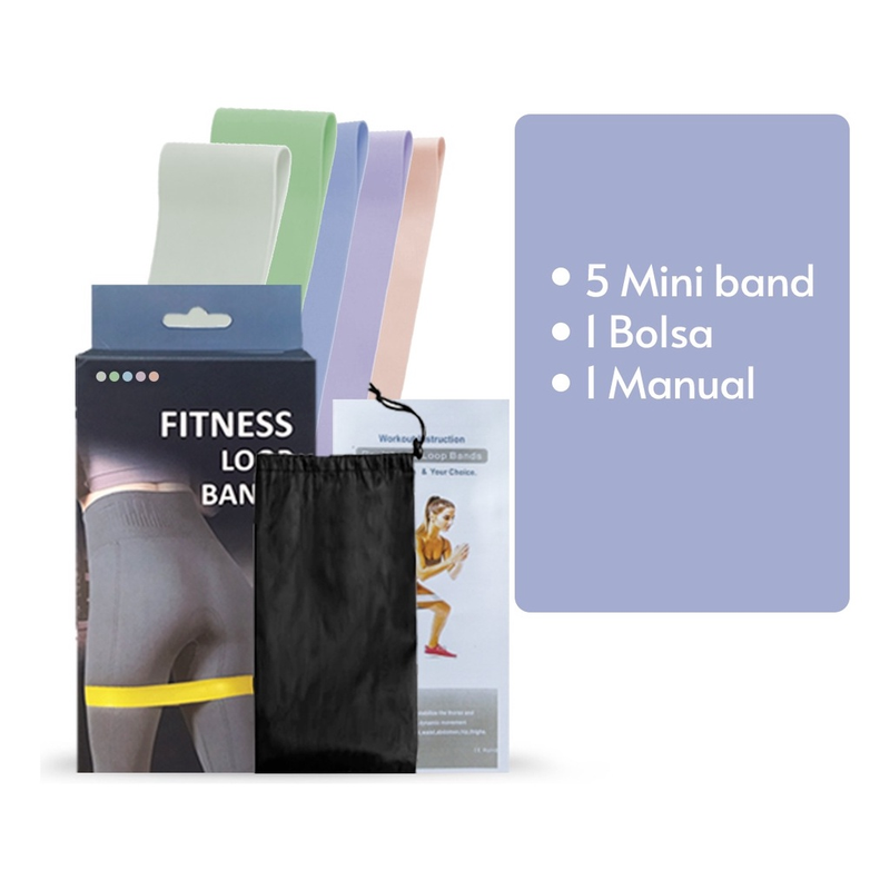 Kit 5 Mini Bands Elástico Exercício Treino Em Casa 5 Níveis