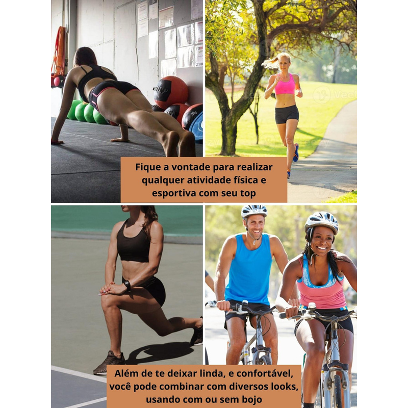 Kit 3 Tops Com Bojo Esportivo Fitness Academia Ciclismo