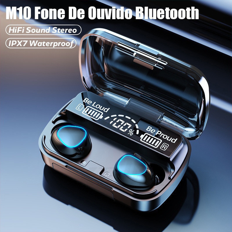 Fone M10 De Ouvido bluetooth 5.1 Sem Fio tws Estéreo Com Pod Carregador Power Bank