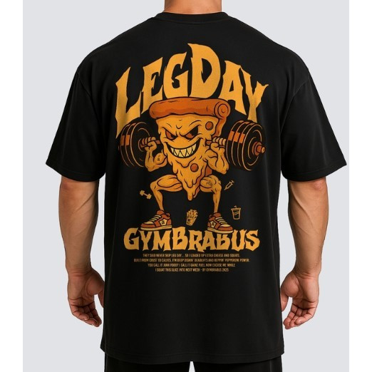 [Camiseta Premium em Algodão Puro]GXG Camiseta Oversized Leg Day Pizza Camisa Treino Academia Streetwear